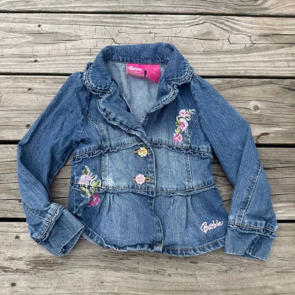 Y2K Barbie Avenue Embroidered Denim Jacket Girls Size 5